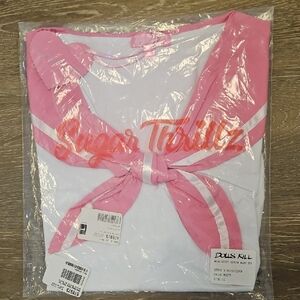 NWT 3X DOLLS KILL Sugar Thrillz Pink and White Nautical Top